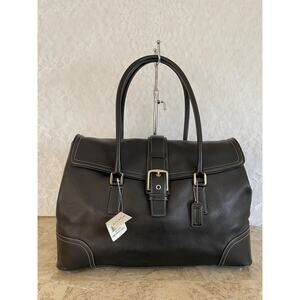 Vtg COACH Large Black Leather Satchel Handbag No. 5133